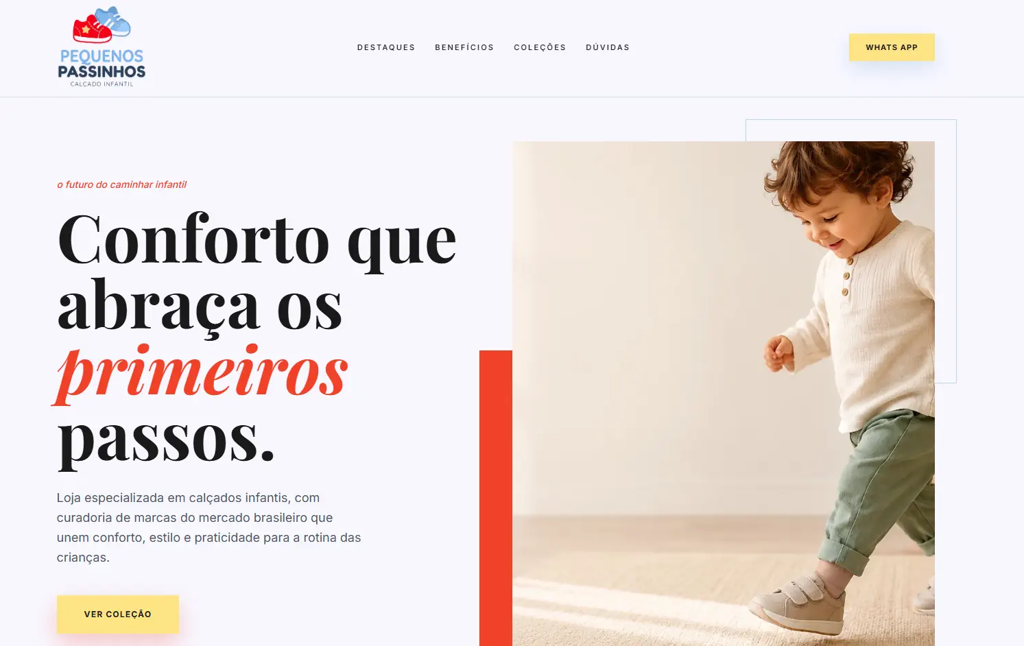Modelo de landing page para loja de calçados infantis