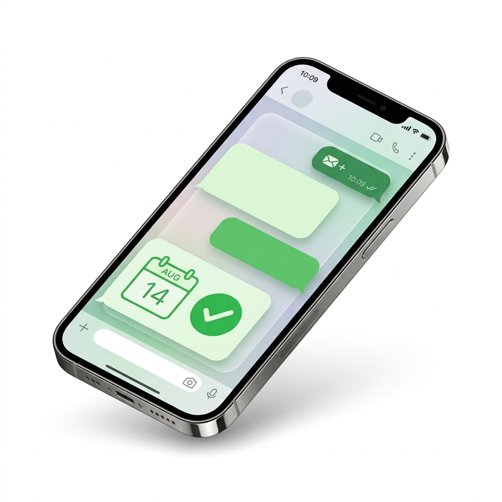 Simulação de conversa no smartphone mostrando agendamento simplificado via WhatsApp